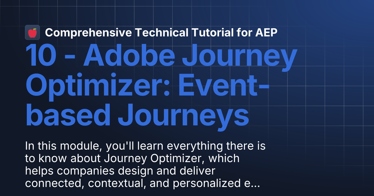10 - Adobe Journey Optimizer: Event-based Journeys | Comprehensive ...